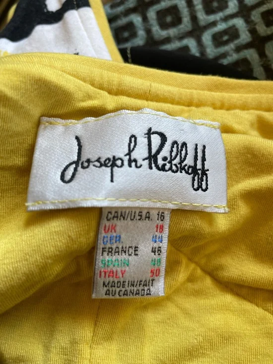 90s Y2K Joseph Ribkoff Front Button Sleeveless Midi Dress Mod Colorblock Size 16 - Picture 6 of 6